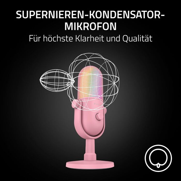 Мікрофон Razer Seiren V3 Mini - Рожевий (USB, компактний, з LED-індикатором, для стрімінгу)
