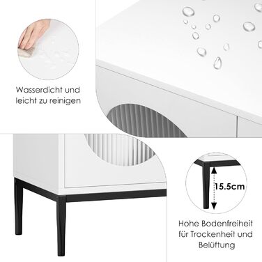 Буфет-шафа FirFurd 120 см білий з робочою поверхнею, 2 скляні дверцята та 3 висувні ящики для кухні, вітальні, їдальні. Розміри: 120x38x80 см