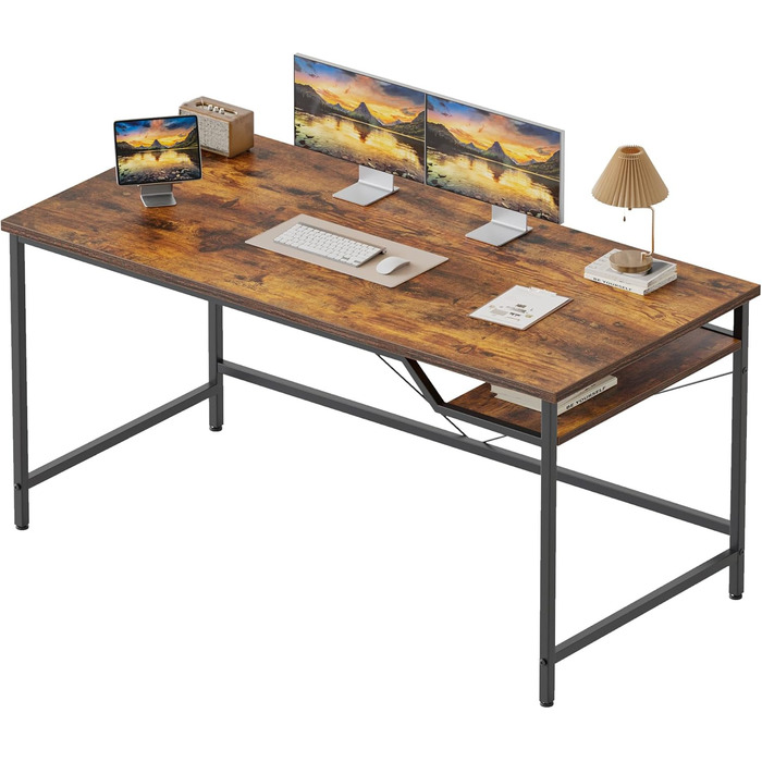 Комп'ютерний стіл Mericonia 120 см, ігровий стіл для невеликих кімнат, білий стіл для дому та офісу, стіл для студентів (120x60 Basic, Коричневий)