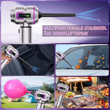 Акумуляторний ручний автомобільний пилосос бездротовий 27000Па, потужний міні-пилосос та електричний обдувач для авто, дому, кухні та ПК