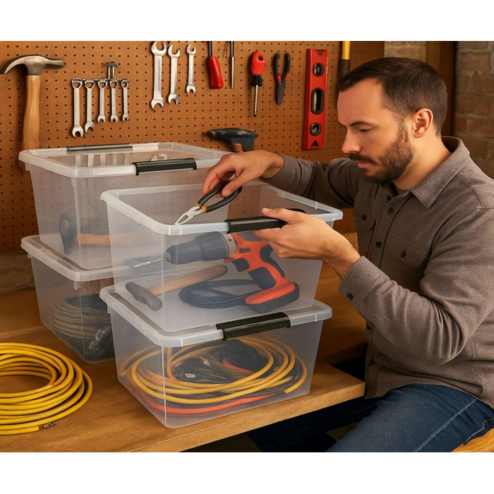 4 набори Astor24 ящики для зберігання прикрас 40 л (60 кульок) - для різдвяних прикрас, їстівний пластик, стекові