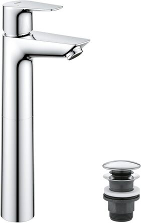 Змішувач для умивальника GROHE StartEdge, економічний, з холодною водою в середній позиції, 15 см, з поп-ап зливом, інструмент 3-в-1, проста установка (хром, XL, Push-Open)