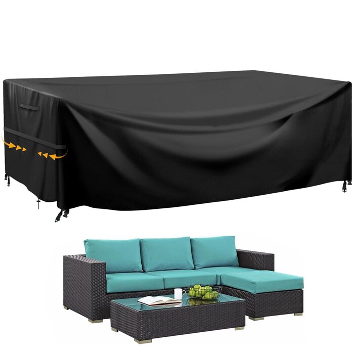 Водонепроникний чохол для садово-патіо меблів GARPROVM, 200x165x80 см. Тканина Оксфорд. Чохол для садового дивану, столу, меблевих наборів.