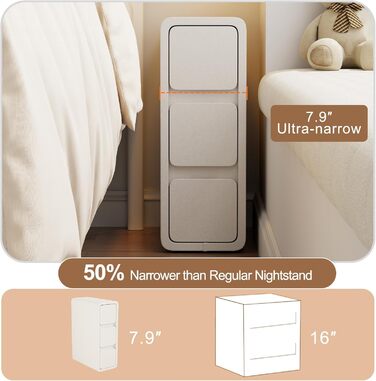 Нічний столик AQIMUELE з 2 шухлядами, білий, 30 см, без встановлення, з обшивкою з екошкіри, для спальні/вітальні