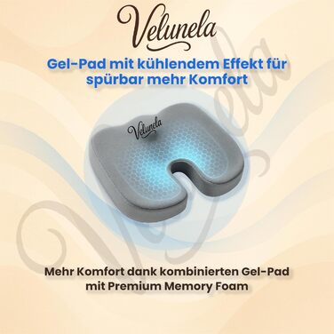 Гелеве сидіння з піною Memory Foam, сертифіковане IGR – ергономічне, знімає напругу, для спини – для офісу, авто, дому (сірий)