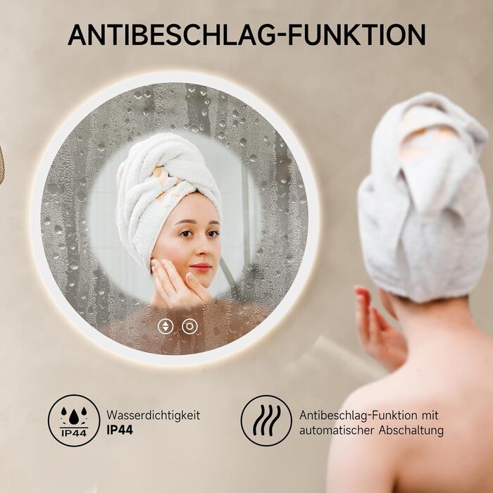 Дзеркало для ванної кімнати YOLEO з підсвічуванням 90x70 см, LED дзеркало з переднім та заднім освітленням, дзеркало з пам'яттю, 3 регульовані кольори світла, антизапарник