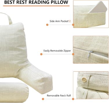 Ортопедична подушка для сну HONEHO з валиками для підтримки шиї, бежева