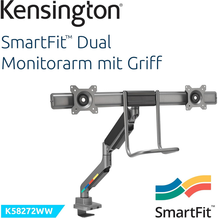 Кріплення для монітора Kensington SmartFit K59601WW (2 монітори, чорний) – регулювання висоти, VESA 75/100