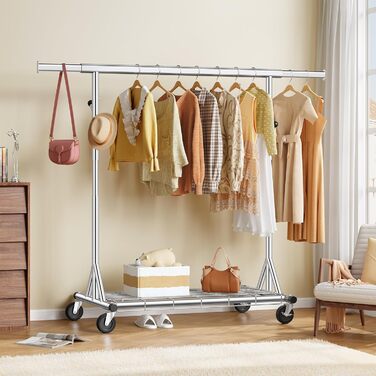Металевий вішак для одягу на коліщатках FAVOOOSTY, 200 кг, мобільний, швидка установка, 1 стійка