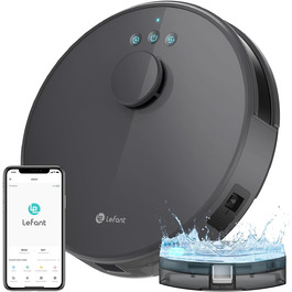 Робот-пилосос LEFANT M1B з функцією миття, лазерною навігацією ToF, уникненням перешкод, керуванням через додаток та Alexa, антизаплутуванням для шерсті тварин та килимів, білий