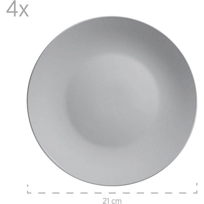 Сучасний набір посуду для 4 осіб у сірому кольорі, комбінований набір із кераміки та керамограніту з 16 предметів, вибір 931914 пастельних тонів