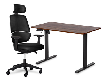 Комплект Mealux PowerDesk Lite Walnut + Leo Air Plus Black (арт. EVO-201 Lite Walnut /B +Y 546 KB)