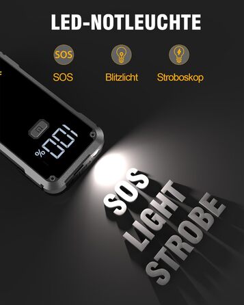 Powerbank Starthilfe VoltSurge 5000A: Зарядний пристрій для автомобіля, пусковий запуск, 5000A, 12V, для бензинових (7.0L) та дизельних (5.5L) двигунів, з LED-ліхтариком