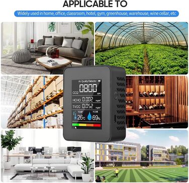 Монітор якості повітря CO2, детектор CO2, LCD дисплей, TVOC, HCHO, температура, вологість