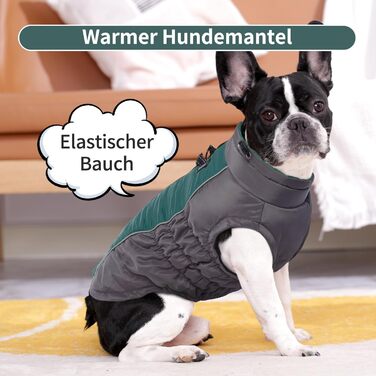 Зимове пальто для собак Kuoer, тепла куртка для собак, водонепроникна, флісова зимова куртка (XL, зелена)