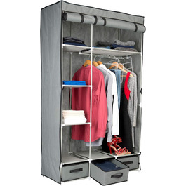 Шафа для одягу з тканини PEARL 2-дверна розкладна шафа з 6 відділеннями і 3 висувними ящиками, 131 предмет (шафа для одягу, розкладна шафа для одягу, вішалка для одягу)