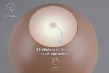 Бездротова лампа Роберта: LED-настільна лампа, нічник з регулюванням яскравості, USB-зарядка, 30 см, Кофе