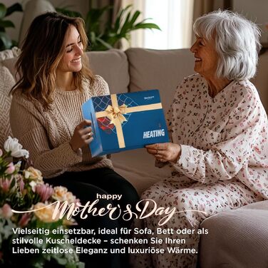 Електрична ковдра BEDSURE з автовимкненням, 130x180 см, сіра. Ковдра з підігрівом, 6 температурних режимів, таймер 10 годин. Чудовий подарунок для жінок та мами на Різдво.