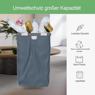 Кошик для білизни з кришкою Tiklife, 100 л, сірий - кошик для одягу, мішок для білизни, сортер для білизни, коробка для білизни, складаний