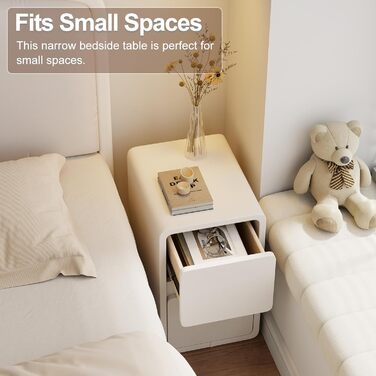 Нічний столик AQIMUELE, білий, з 2 шухлядами, 30 см, без встановлення, шкіряна поверхня