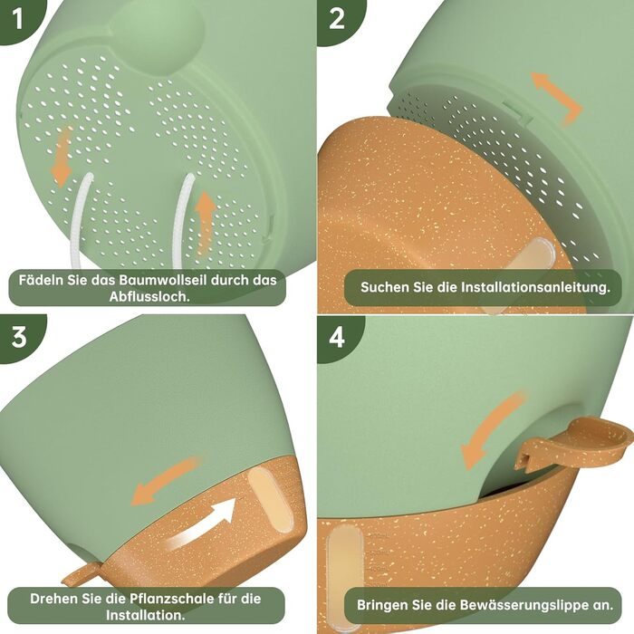 Набір горщиків для квітів ZMTECH 2 шт. 25/30 см з підставкою, самополив, пластик, для дому та саду