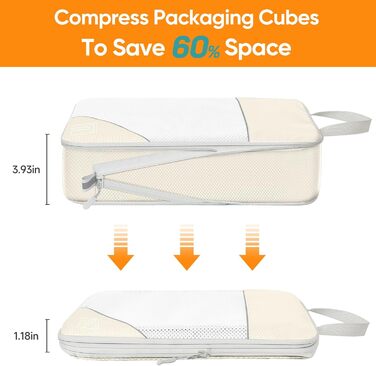 Набір компресійних органайзерів для подорожей Packwürfel, 10 предметів, водонепроникні сумки для одягу та речей у валізу, бежевий та чорний