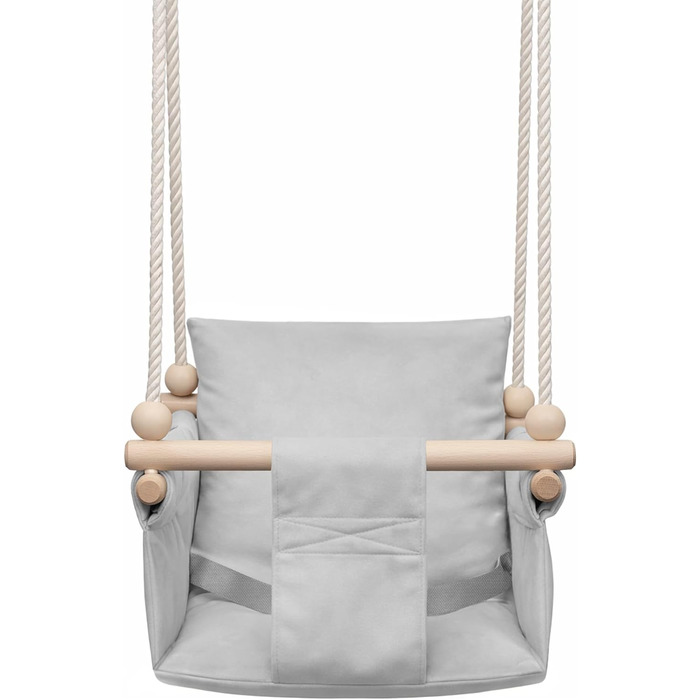 Дитяча гойдалка-крісло MAMOI® для дітей, дерев'яна гойдалка для дверного отвору, світло-сіра