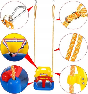 Дитяча гойдалка COIL 3-в-1 для дому та вулиці, регульована спинка, блакитна