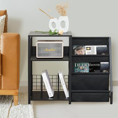 Стійка для програвача вінілу з 3-ярусним зберіганням для 200 альбомів, металевий каркас, CD та Record шафа, стійка для програвача та дерев'яна шафа для платівок для вітальні, кімнати відпочинку