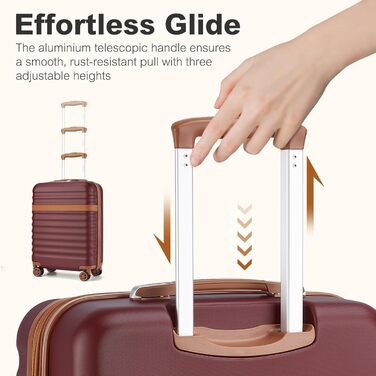 Чемодан-валіза KONO Mittelgroß (L) з ABS+PC, 4 колеса, TSA-замок (червоний/коричневий)