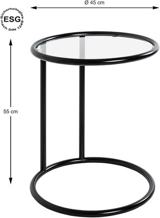Приставний столик для меблів HAKU, метал, см (Ø 45 x H 55, чорний)
