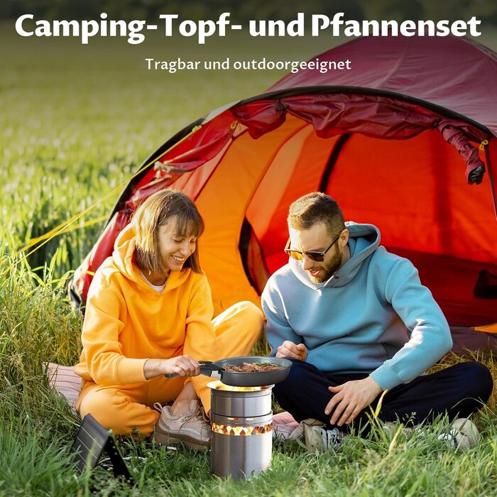 Набір каструль BEZIA 17 предметів з знімним ручками, антипригарне покриття кераміки, набір для індукційних плит, підходить для всіх типів плит, складається, набір каструль Induktion, посуд для кемпінгу, придатний для духовки (темно-сірий)