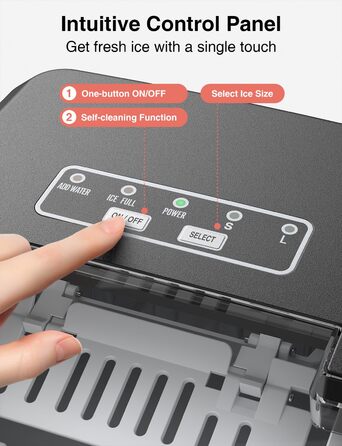 Crownful Машина для льоду портативна (Чорна) - Швидке виробництво льоду для дому та офісу