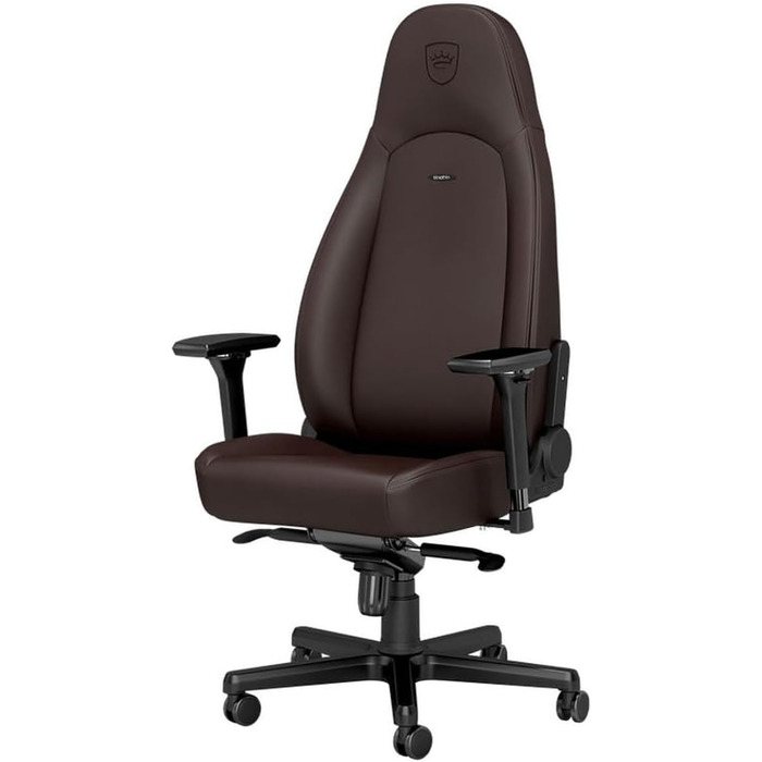 Noblechairs ICON Cognac/Schwarz: Ігровий крісло Noblechairs з підлокітниками, 150 кг, шкіра, з подушкою, для офісу та дому