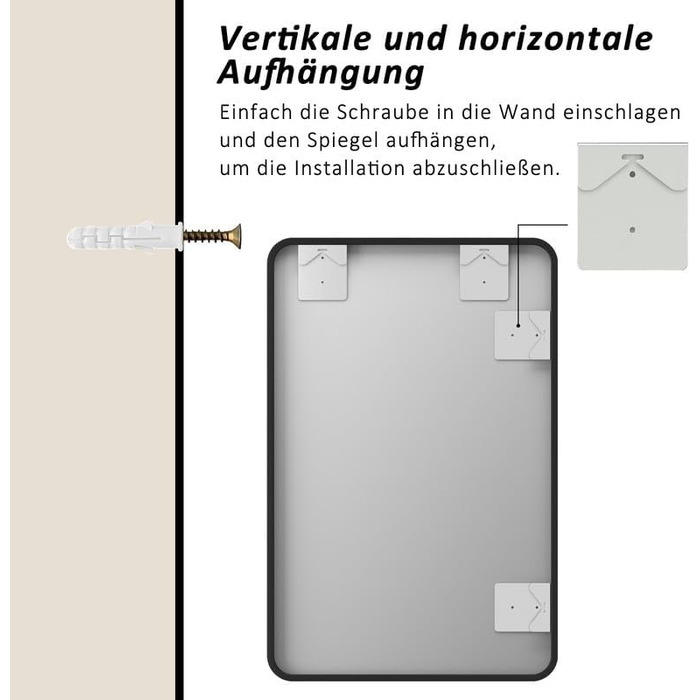 Дзеркало Boromal Schwarz кругле на стіну з реміннем, велике, 70x100 см. Підходить для ванної кімнати, вітальні, спальні, передпокою.