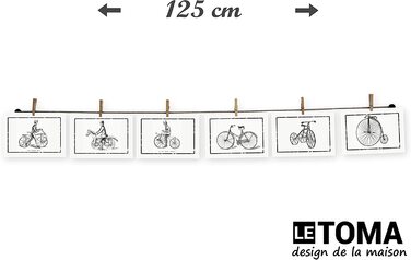 ЛеТОМА-мотузка для фотографій з 16 затискачами, включаючи запатентований тримач для мотузки, ідеально підходить для швидкого розвішування фотографій і листівок-мотузка для фотографій з високоякісної натуральної конопель-ручна робота в Німеччині (125 см, к