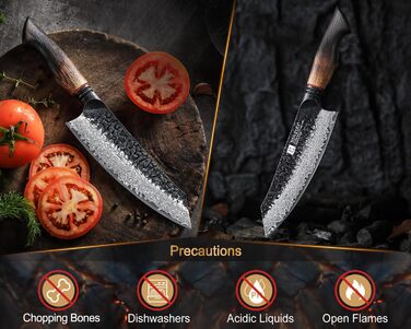 Ніж Сантоку XINZUO Damaststahl 19,3 см з нержавіючої сталі Дамаск, професійний кухонний ніж, серія Mo, ергономічна ручка з білого дуба