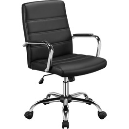 Крісло офісне Yaheetech чорне з підлокітниками, регульоване, на коліщатках для дому/офісу