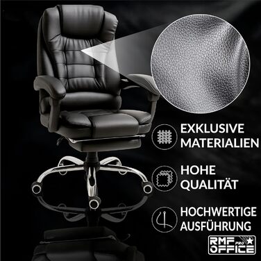 Ергономічне крісло для офісу RMF: регульоване, зручне, з підніжкою – обертове, регульоване по висоті, чорне