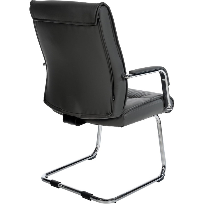 Стілець офісний Sievert з м'якою спинкою та оббивкою зі штучної шкіри, сірий | Конференційний стілець з підлокітниками