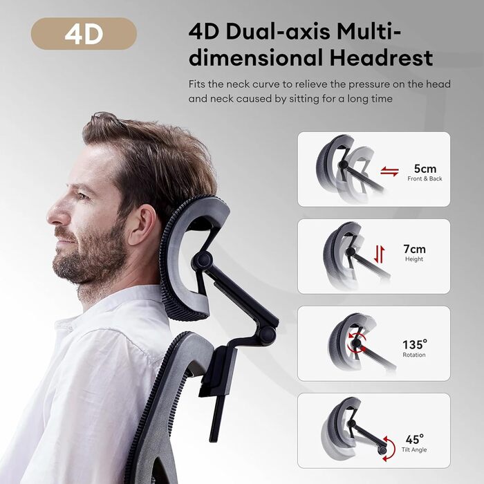 Офісний крісло MUSSO X700 з регульованою поперековою підтримкою GlideTrack, 6D підлокітниками, 4D підголівником та зсувною основою та підставкою для ніг – інтелектуальний комфорт для роботи, навчання та геймінгу (чорний)