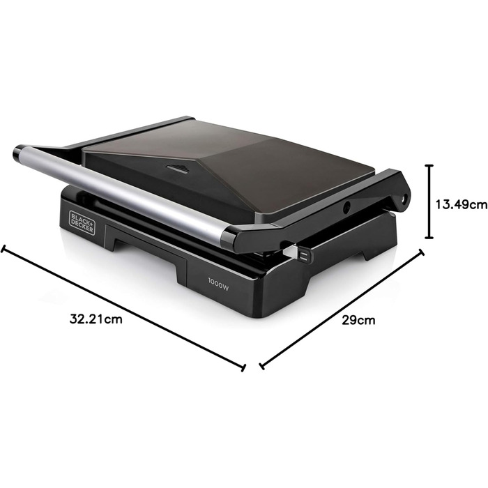 Електричний гриль Black+Decker BXGR2200E 2-в-1: плита та гриль, 2200W, LCD-дисплей, керування температурою та часом