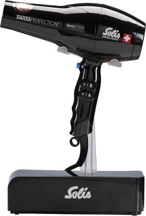 Фен Solis Swiss Perfection 360º ionicPRO 440 з іонізацією, поворотний шнур, насадка для укладки, чорний