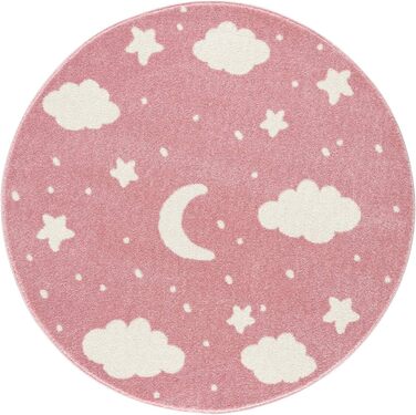Килимок дитячий Tara Kids Dreamland Stars and Clouds Pink Cream 120x120 см круглий 120x120 см круглий Рожево-кремовий
