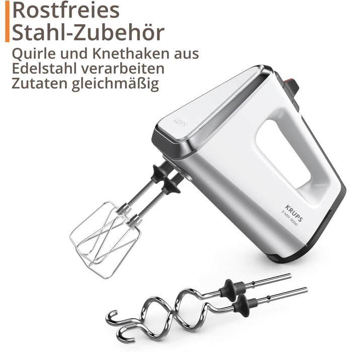 Міксер ручний Krups 3Mix 9000, 750 Вт, білий - з насадками для збивання та тіста