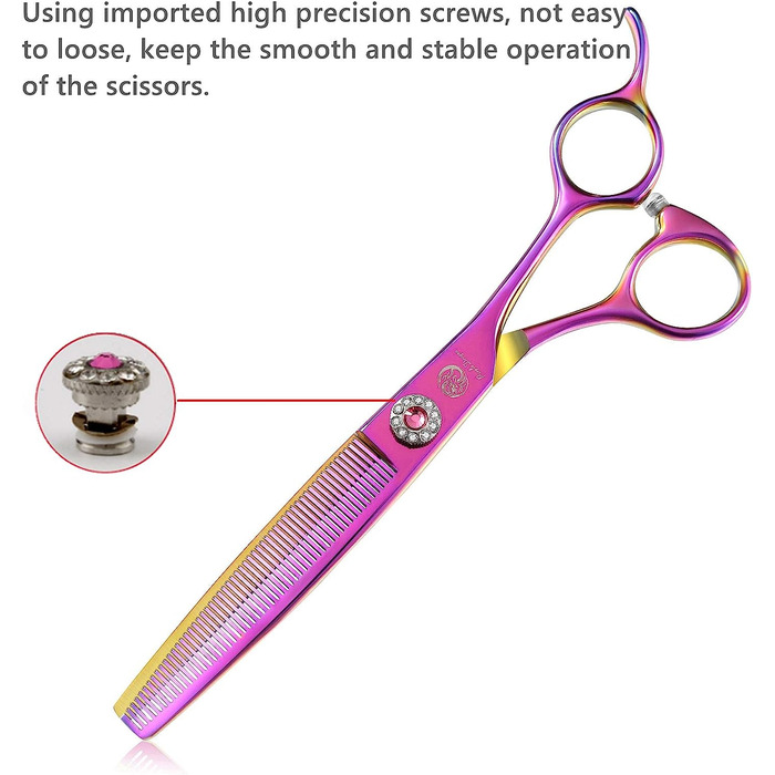 Ножиці для стрижки вовни пурпурного дракона для домашніх тварин, з 55 зубами, 16,5 см, фіолетовий, рожевий