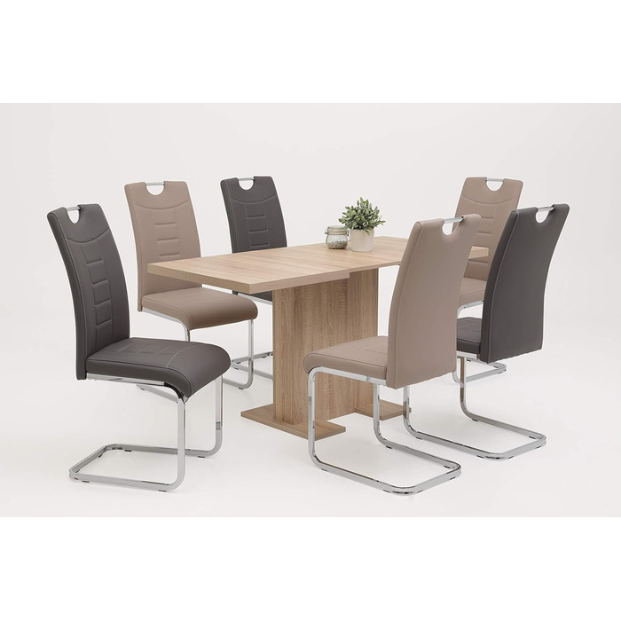 Набір з 4 кухонних стільців Hela Ruby, штучна шкіра капучино, металевий каркас, хромована ручка, до 140 кг