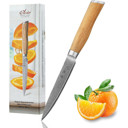 Ніж кухарський Wakoli з дамаської сталі (серцевина VG10), 20 см – гострий та збалансований – ніж з ручкою з оливкового дерева в подарунковій коробці – кухонний ніж Damask для професіоналів та любителів (універсальний)