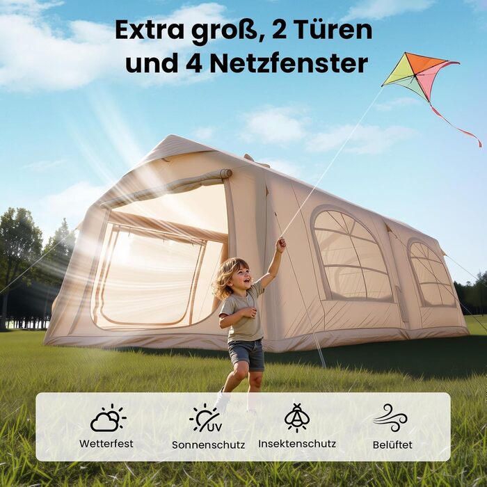 Надувний намет для кемпінгу Oxford 10 осіб - Водонепроникний, Air Glamping намет для відпочинку на природі