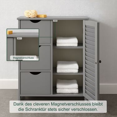 Шафка для ванної кімнати Relaxdays з 3 висувними ящиками